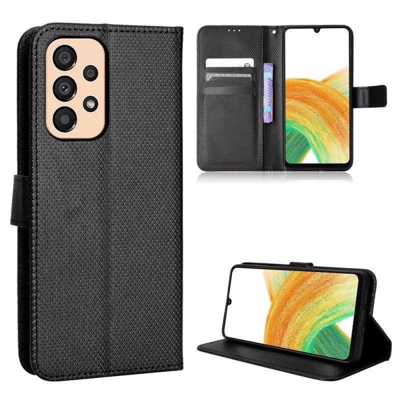 Flip Case Samsung Galaxy M23 5G Teksturoitu Kuvio Hihnalla