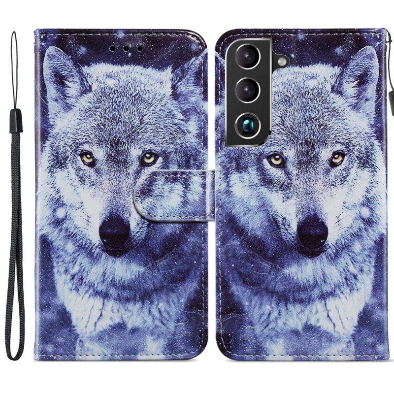 Flip Case Samsung Galaxy S22 5G Upea Wolves Kaulanauhalla