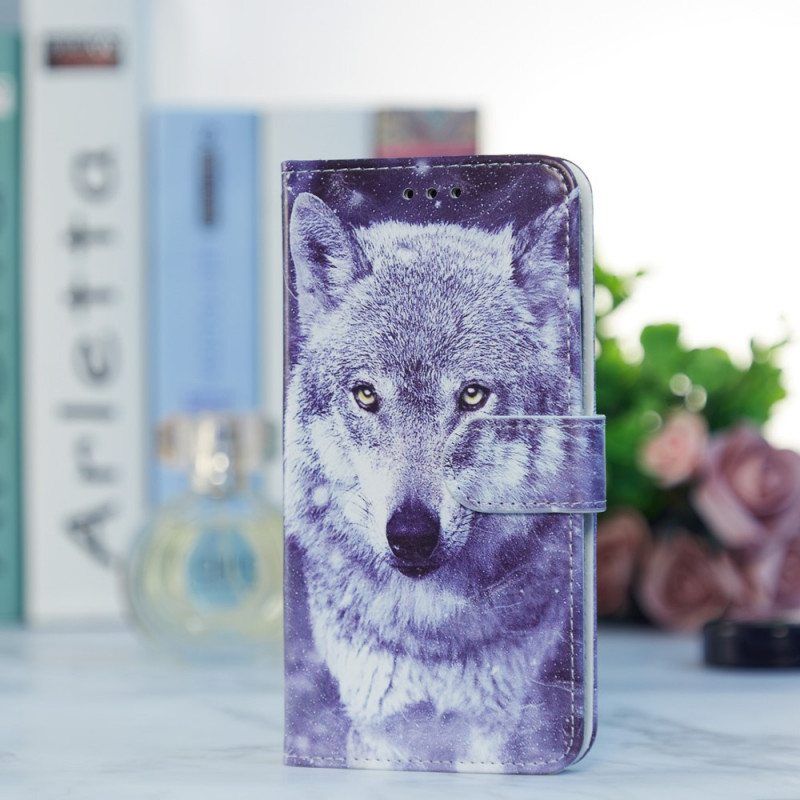 Flip Case Samsung Galaxy S22 5G Upea Wolves Kaulanauhalla