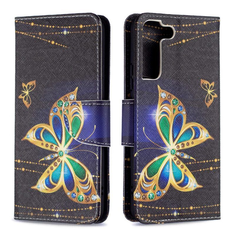 Flip Case Samsung Galaxy S22 Plus 5G Kultaiset Perhoset