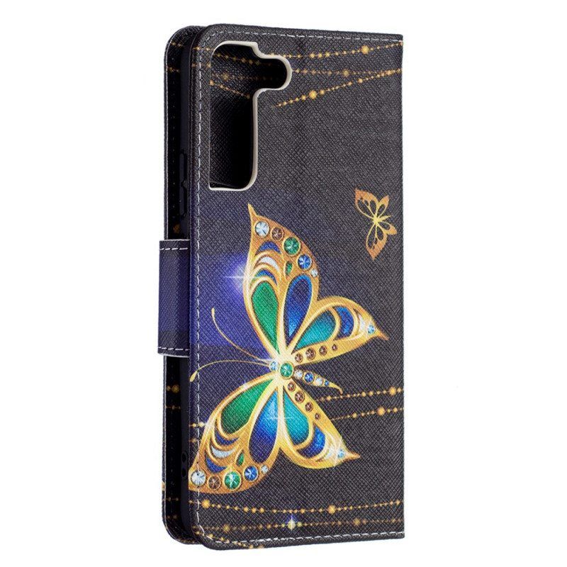 Flip Case Samsung Galaxy S22 Plus 5G Kultaiset Perhoset