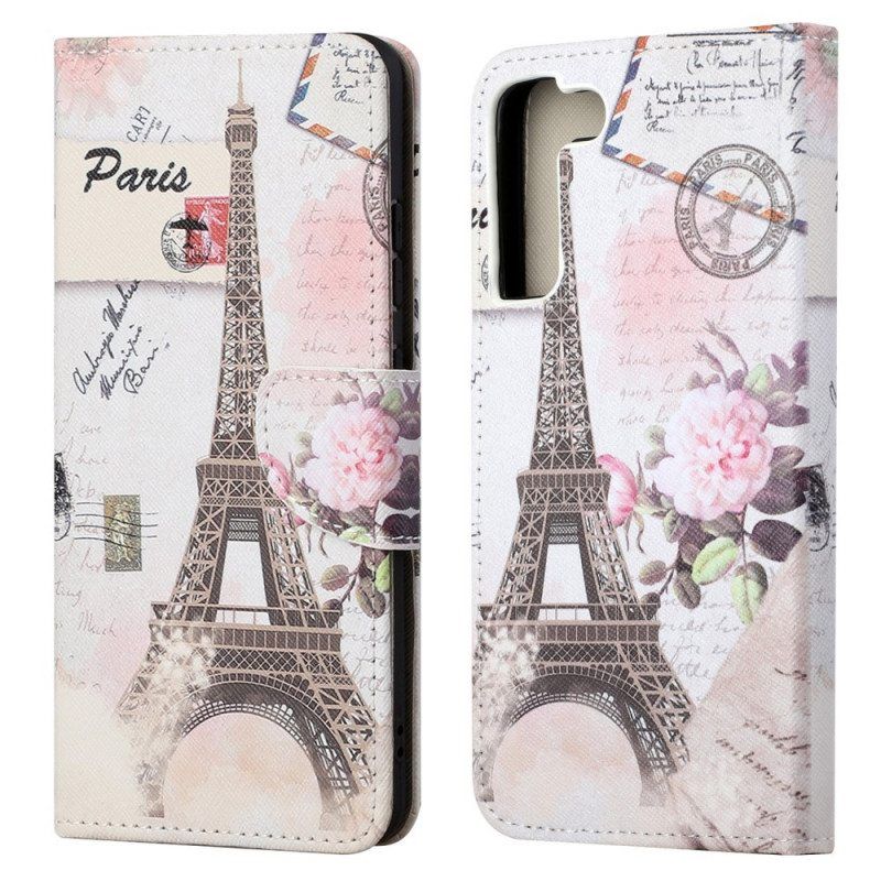 Flip Case Samsung Galaxy S22 Plus 5G Retro Eiffel-torni