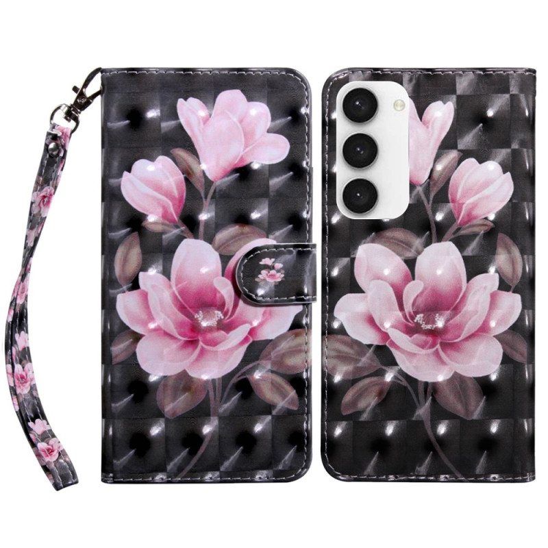 Flip Case Samsung Galaxy S23 5G Suojaketju Kuori Strappy Kukka