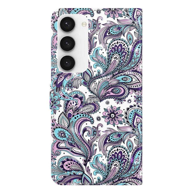 Flip Case Samsung Galaxy S23 Plus 5G Suojaketju Kuori Strappy Paisley -kuvio