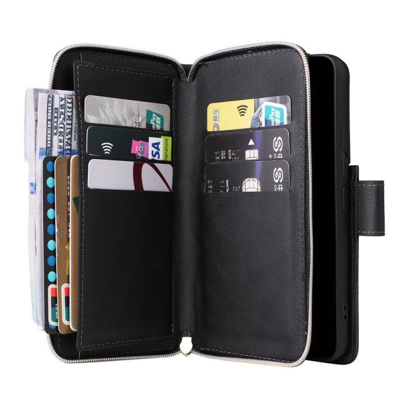 Flip Case Samsung Galaxy S23 Plus 5G Vetoketjullisen Pussin Kanssa