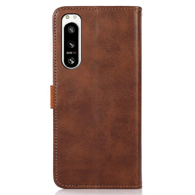 Flip Case Sony Xperia 5 IV Kultainen Lukko Khazneh