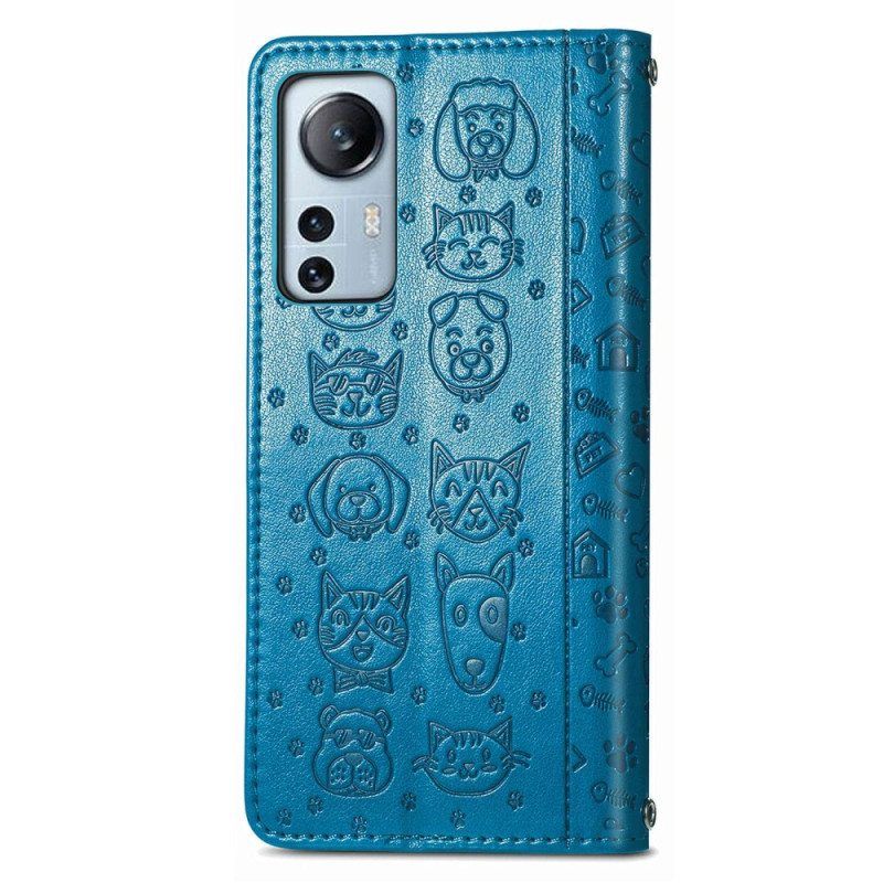 Flip Case Xiaomi 12 Lite Animoidut Eläimet