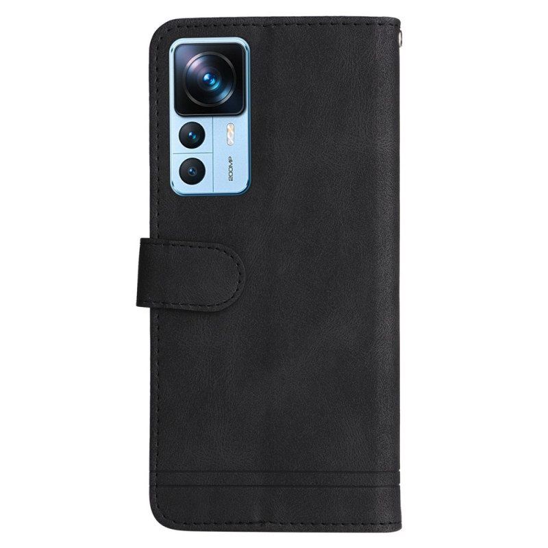 Flip Case Xiaomi 12T / 12T Pro Koristeellinen Niitti Ja Kaulanauha