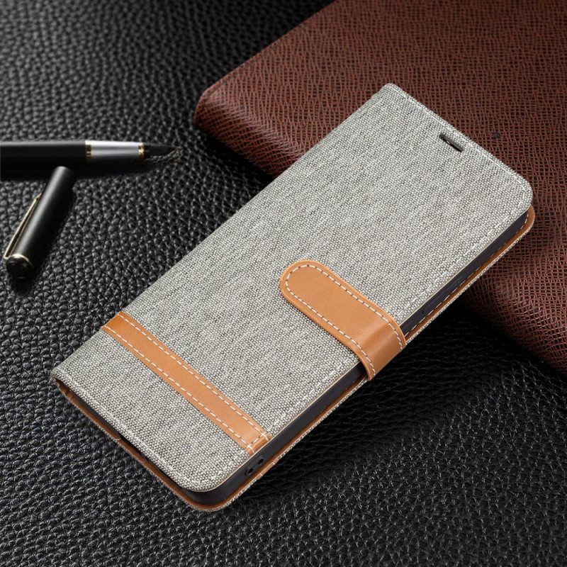 Flip Case Xiaomi Redmi Note 11 Pro Plus 5G Suojaketju Kuori Kangas- Ja Nahkaefektihihna