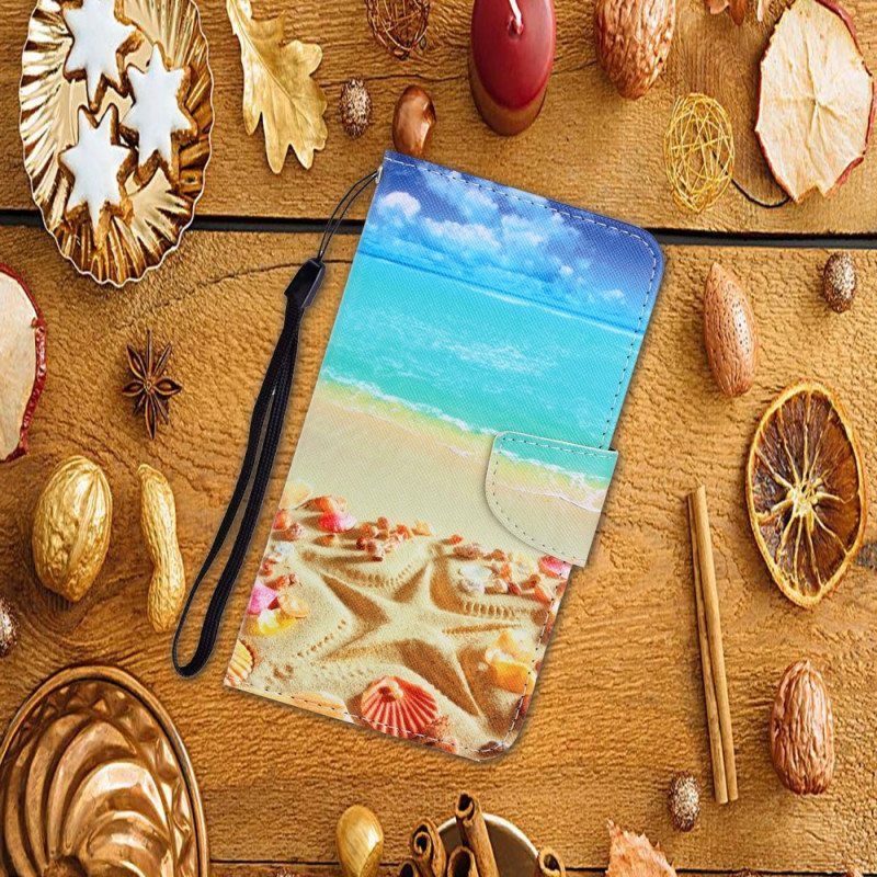 Flip Case Xiaomi Redmi Note 11 Pro Plus 5G Suojaketju Kuori Lanyard Beach