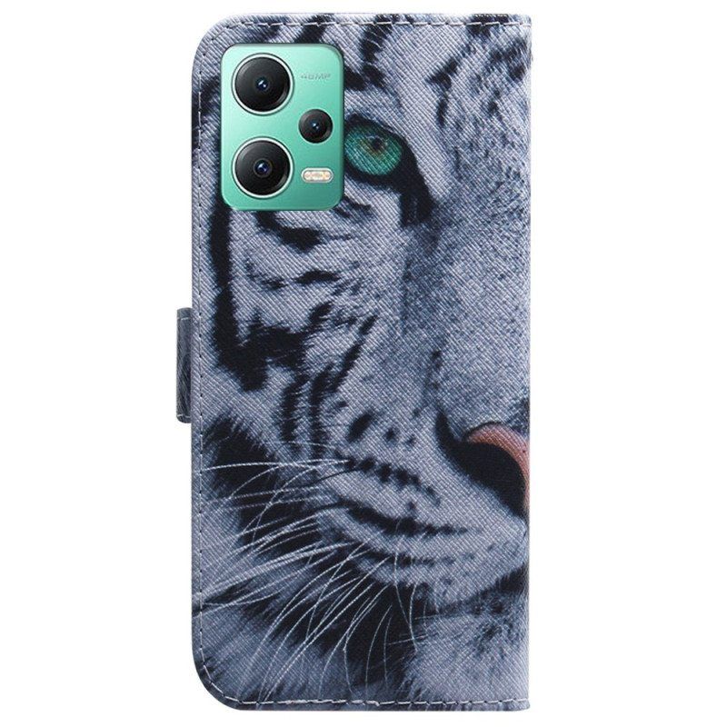 Flip Case Xiaomi Redmi Note 12 5G Suojaketju Kuori Strappy White Tiger