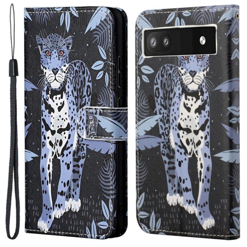 Kotelot Google Pixel 6A Suojaketju Kuori Strappy Leopard