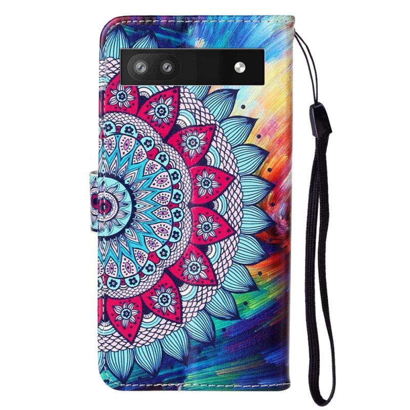 Kotelot Google Pixel 7A Suojaketju Kuori Värikäs Strappy Mandala