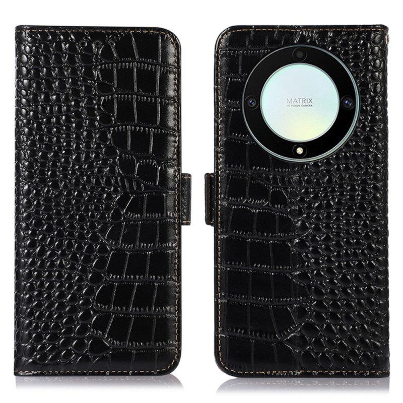 Kotelot Honor Magic 5 Lite Crocodile Style Rfid