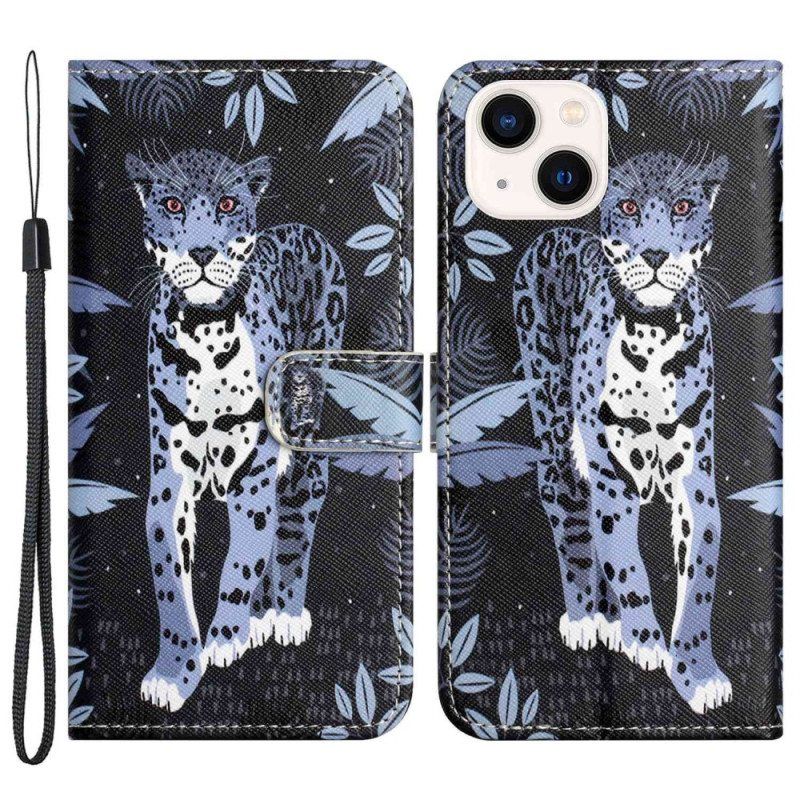 Kotelot iPhone 14 Plus Suojaketju Kuori Strappy Leopard