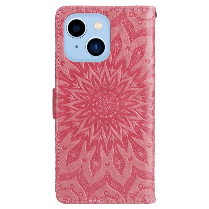 Kotelot iPhone 14 Pro Max Mandala-aurinko Kaulanauhalla