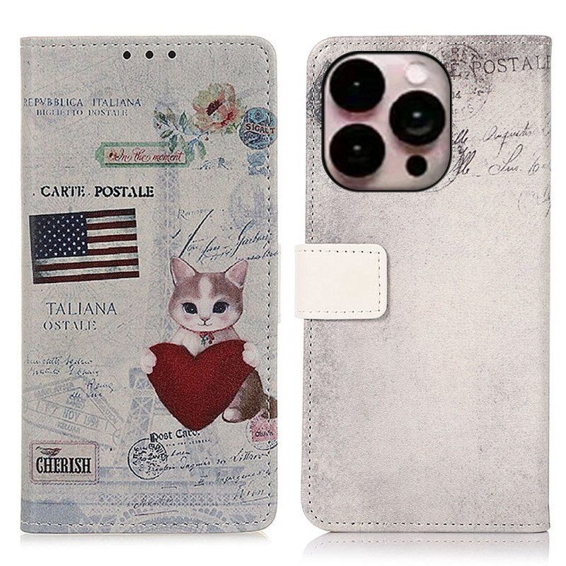 Kotelot iPhone 14 Pro Max Traveller Cat