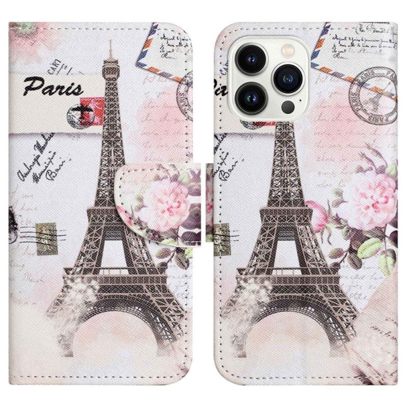 Kotelot iPhone 14 Pro Vintage Eiffel-torni