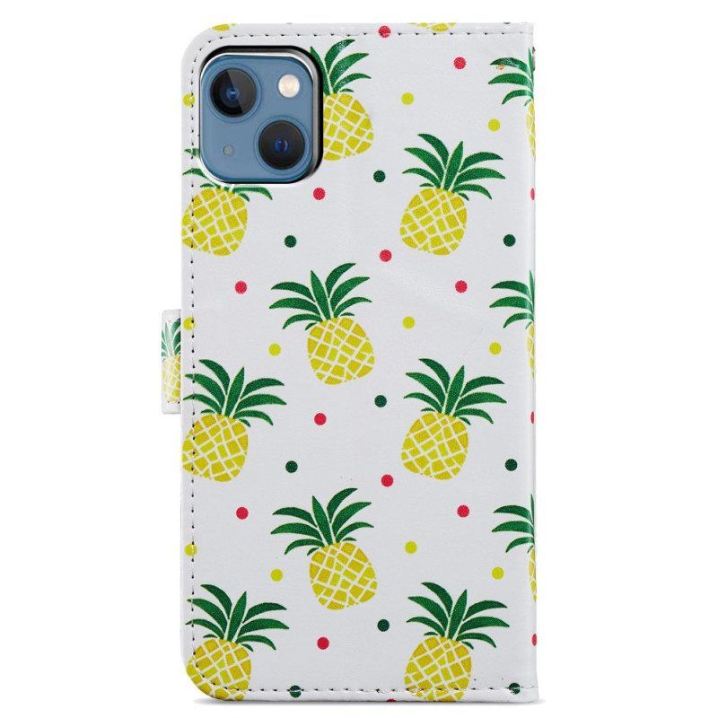 Kotelot iPhone 15 Plus Suojaketju Kuori Ananas Hihnalla