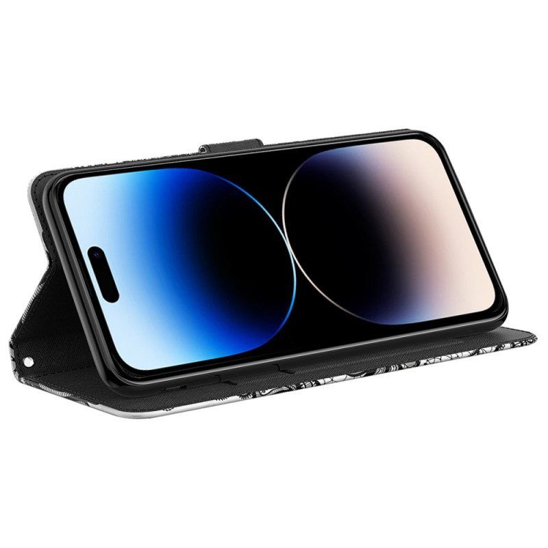 Kotelot iPhone 15 Pro Max Suojaketju Kuori 3d-pitsi Hihnalla