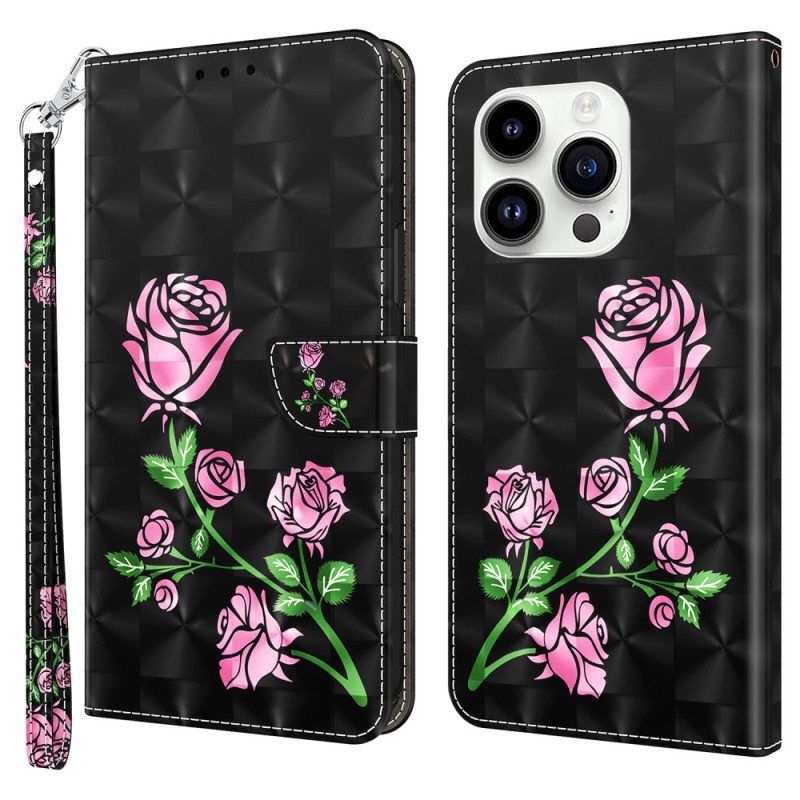 Kotelot iPhone 15 Pro Max Suojaketju Kuori Strap Roses