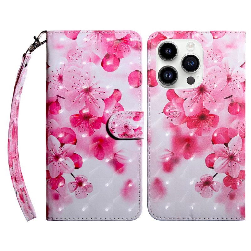 Kotelot iPhone 15 Pro Suojaketju Kuori Strap Flowers