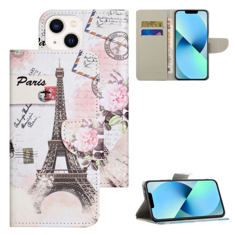 Kotelot iPhone 15 Vintage Eiffel-torni