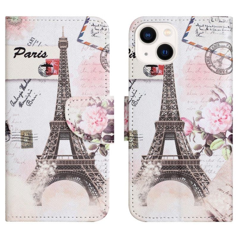 Kotelot iPhone 15 Vintage Eiffel-torni