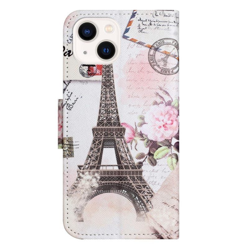 Kotelot iPhone 15 Vintage Eiffel-torni