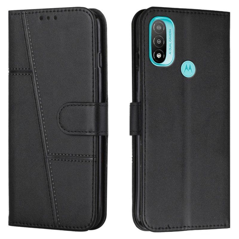 Kotelot Moto E40 / E30 / E20 Suojaketju Kuori Strappy Geo Leather Effect