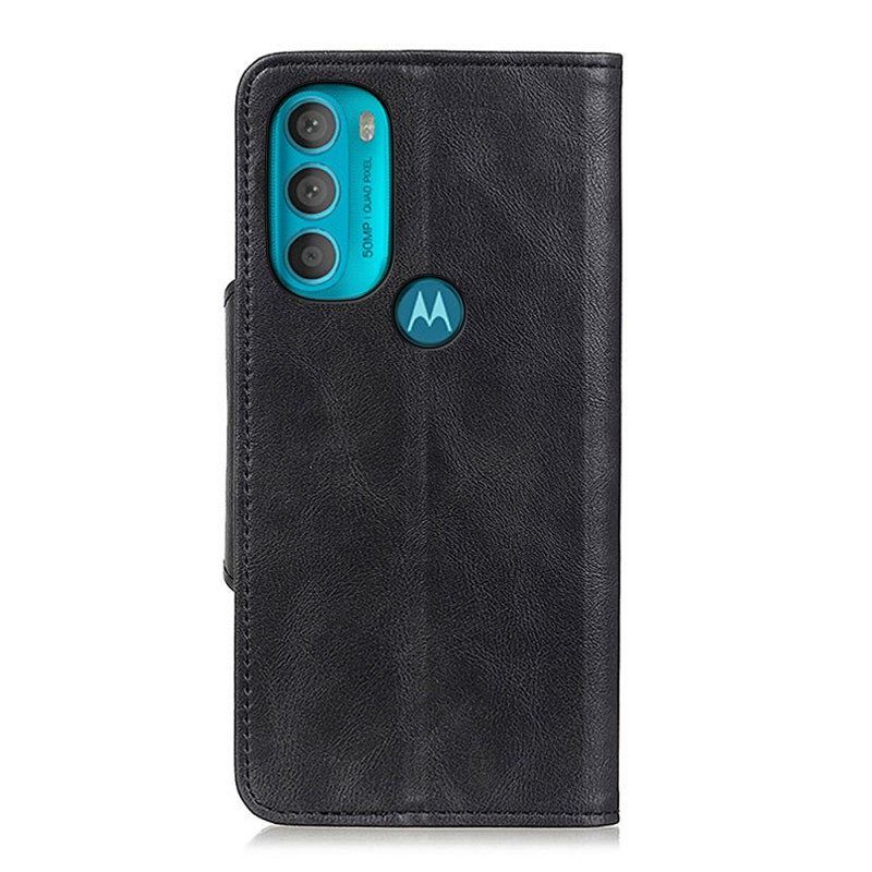 Kotelot Moto G71 5G Vintage Keinonahka Ja Nappi