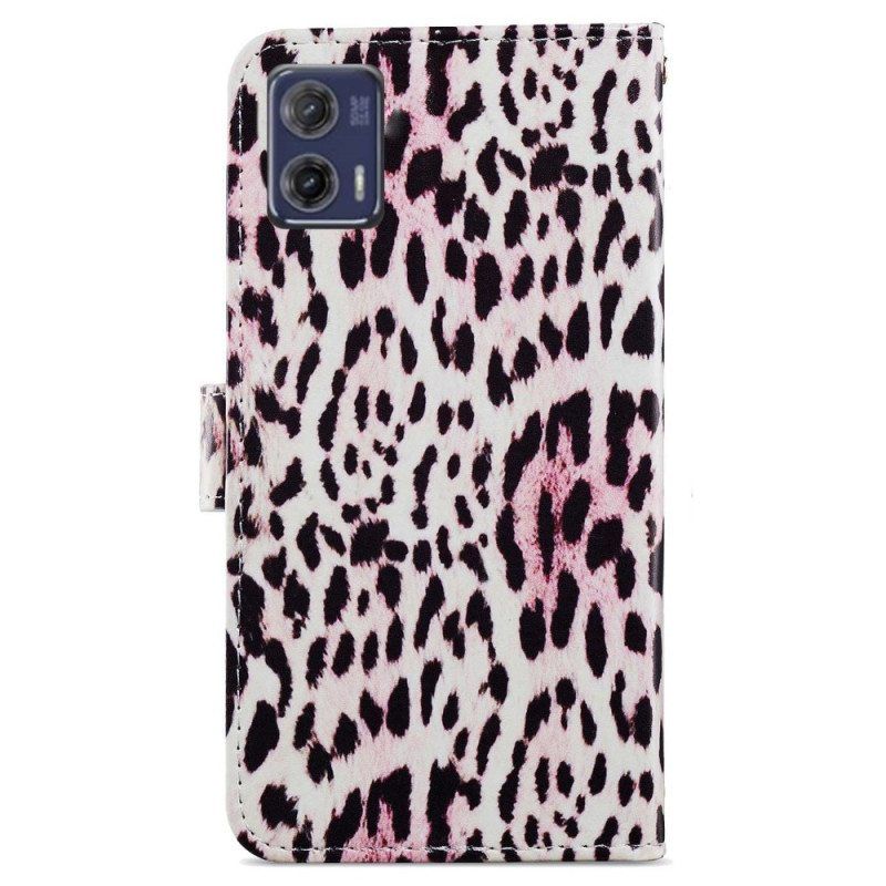 Kotelot Moto G73 5G Suojaketju Kuori Strappy Leopard Style