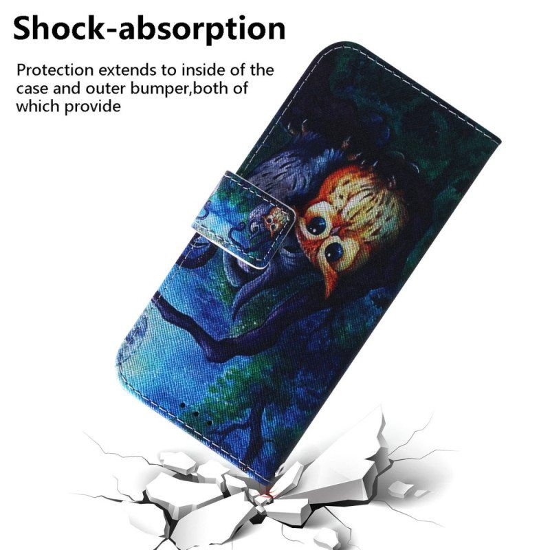 Kotelot Moto G73 5G Suojaketju Kuori Strappy Owls -maalaus