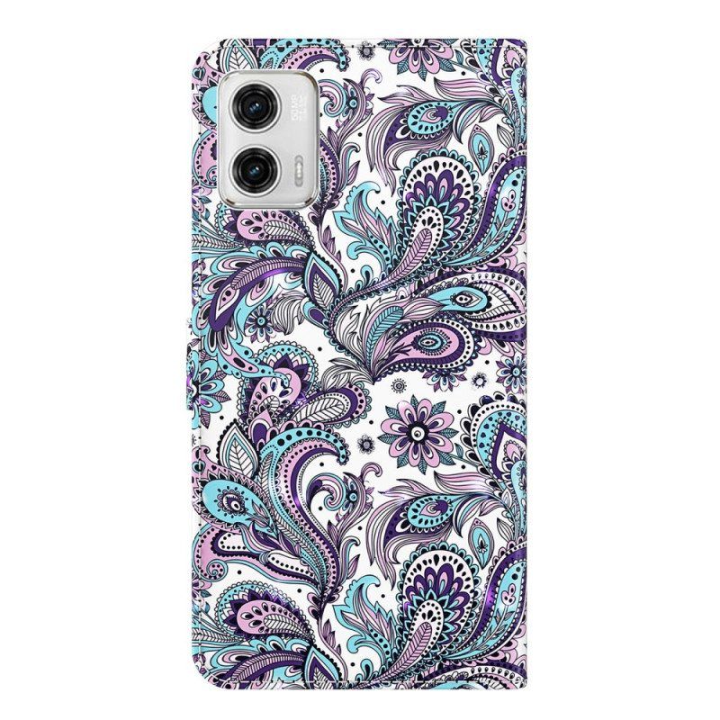 Kotelot Moto G73 5G Suojaketju Kuori Strappy Paisley -kuvio