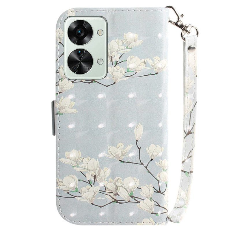 Kotelot OnePlus Nord 2T 5G Suojaketju Kuori Strappy Magnolia Flowers