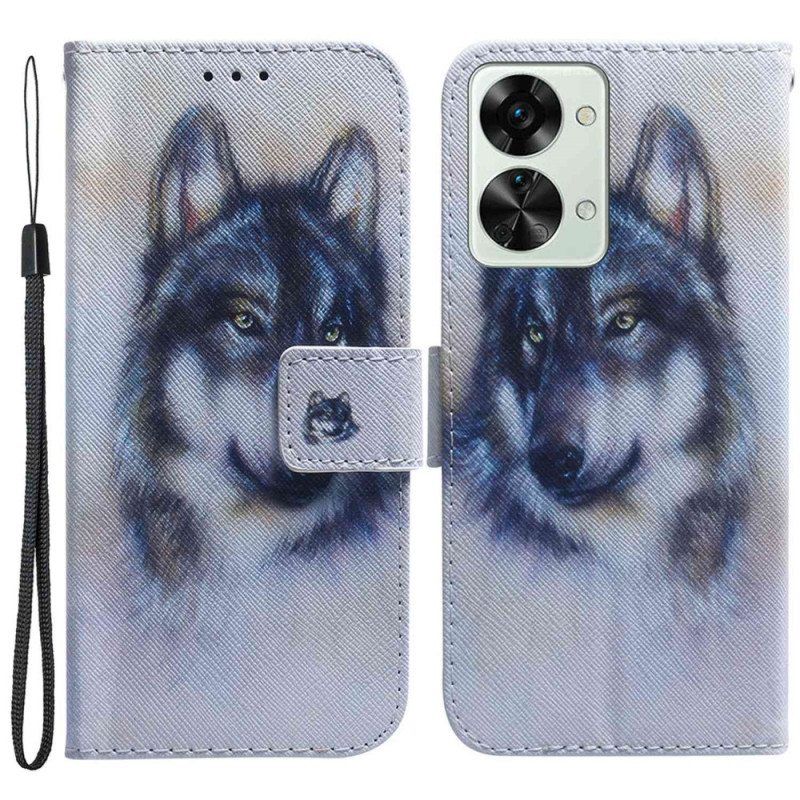 Kotelot OnePlus Nord 2T 5G Suojaketju Kuori Strappy Watercolour Wolf