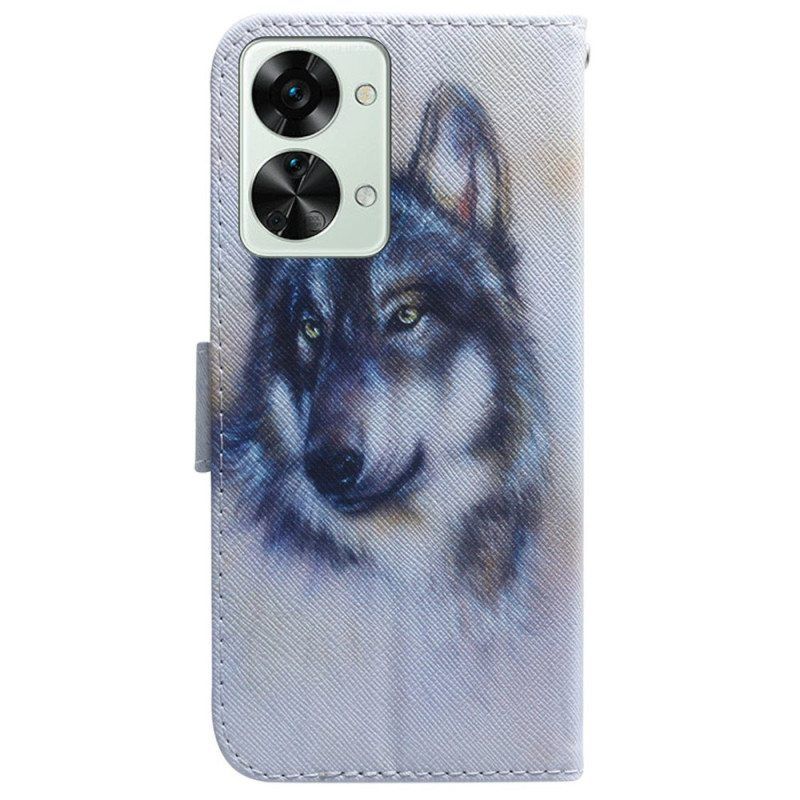 Kotelot OnePlus Nord 2T 5G Suojaketju Kuori Strappy Watercolour Wolf