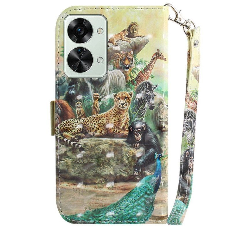 Kotelot OnePlus Nord 2T 5G Suojaketju Kuori Thong Safari Animals