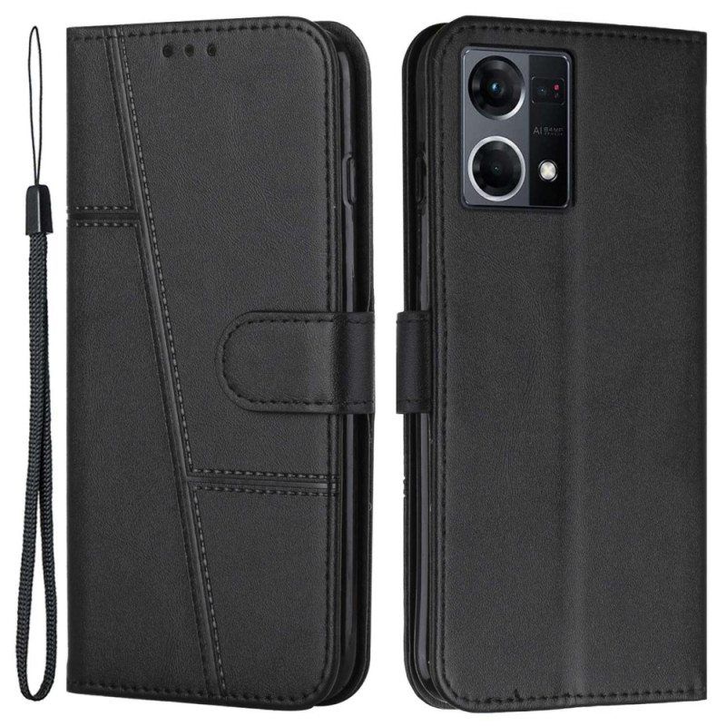 Kotelot Oppo Reno 7 Suojaketju Kuori Strappy Geo Leather Effect