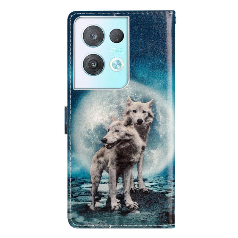 Kotelot Oppo Reno 8 Pro Suojaketju Kuori Lanyard Wolf