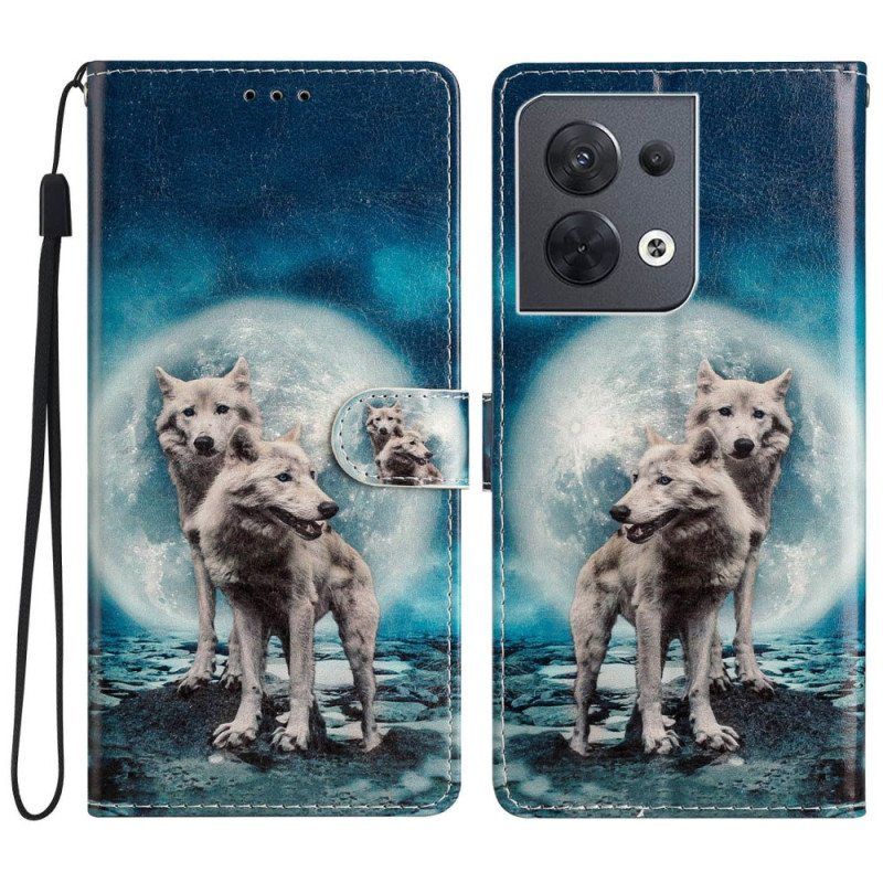 Kotelot Oppo Reno 8 Suojaketju Kuori Lanyard Wolf