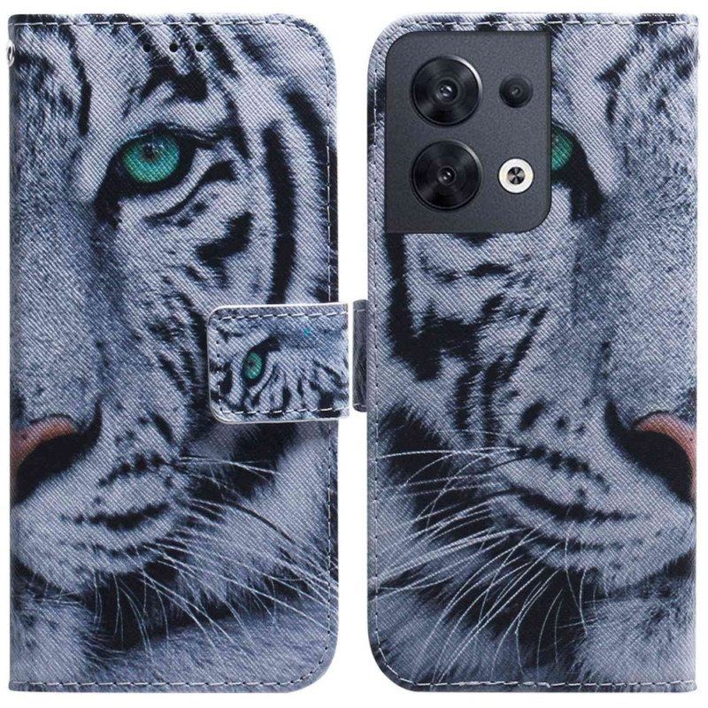 Kotelot Oppo Reno 8 Suojaketju Kuori Strappy White Tiger