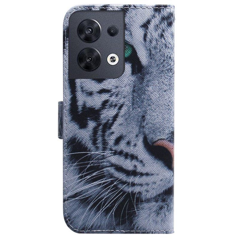 Kotelot Oppo Reno 8 Suojaketju Kuori Strappy White Tiger