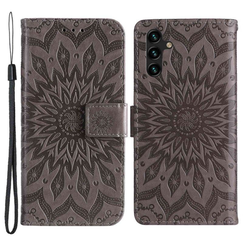 Kotelot Samsung Galaxy A14 / A14 5G Mandala-aurinko Kaulanauhalla