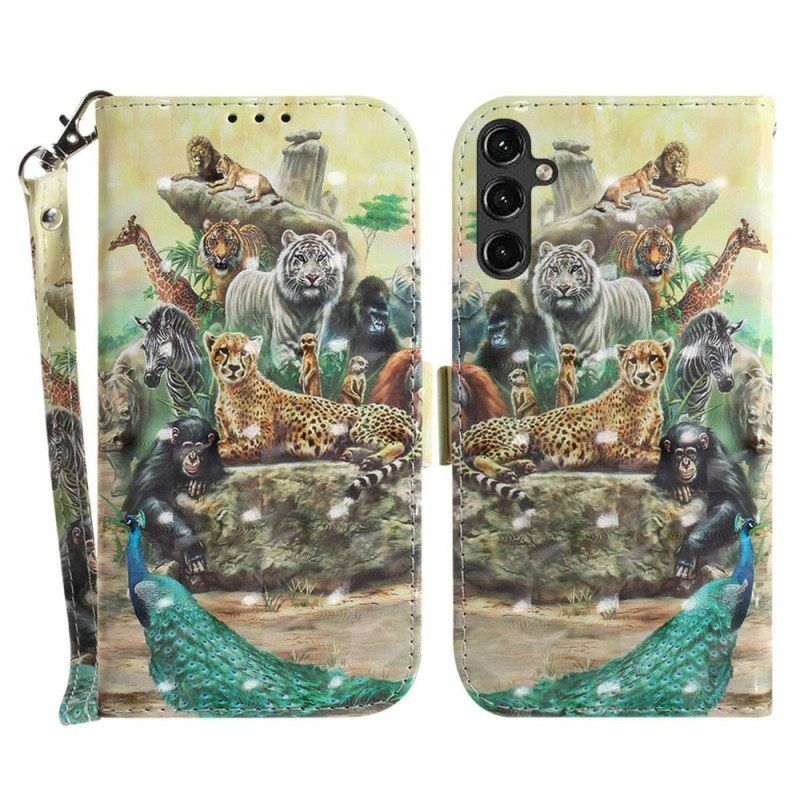 Kotelot Samsung Galaxy A14 / A14 5G Suojaketju Kuori Thong Safari Animals