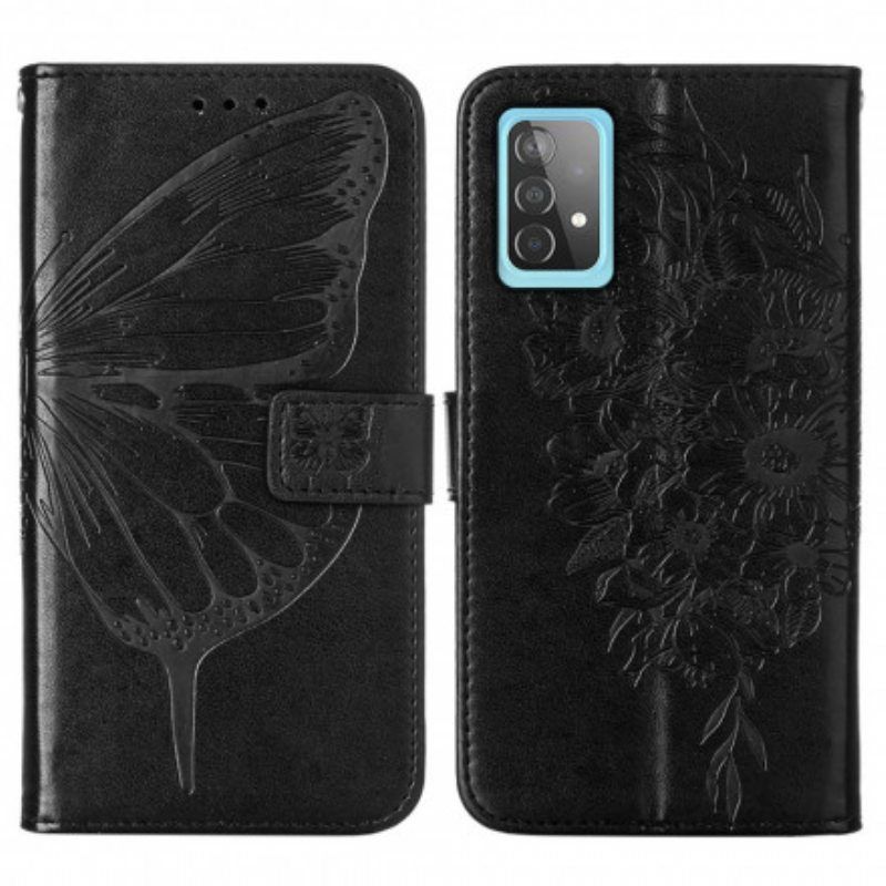 Kotelot Samsung Galaxy A52 4G / A52 5G / A52s 5G Butterfly Design Kaulanauhalla