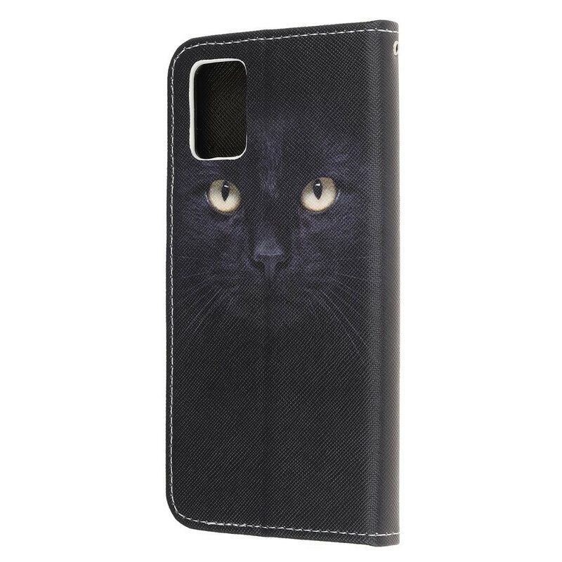 Kotelot Samsung Galaxy A52 4G / A52 5G / A52s 5G Suojaketju Kuori Strappy Black Cat Eyes