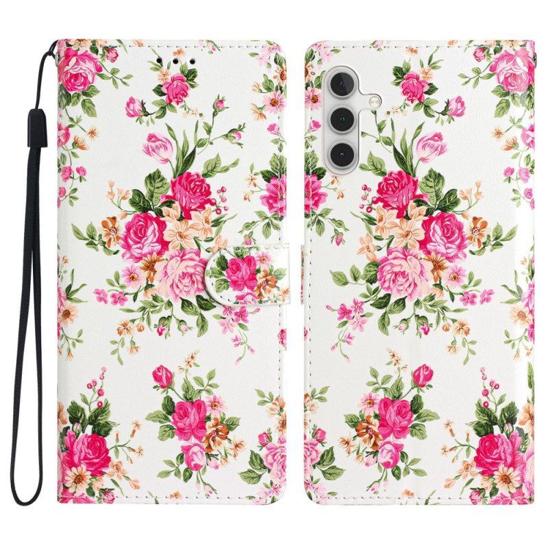 Kotelot Samsung Galaxy A54 5G Suojaketju Kuori Hihna Liberty Flowers