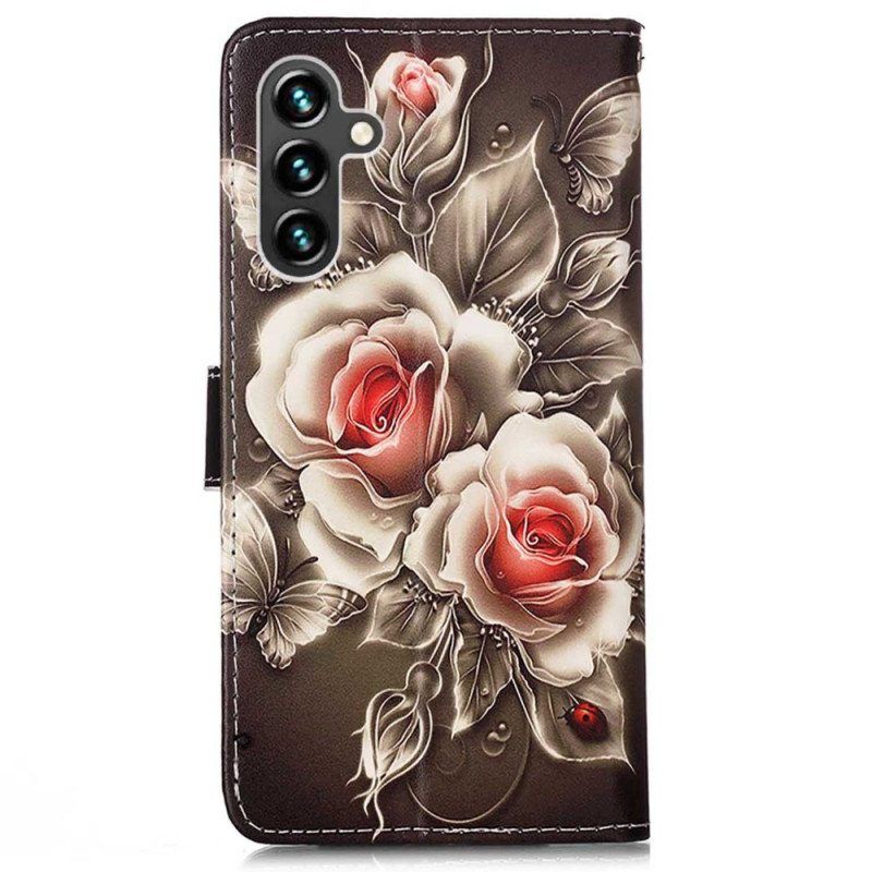 Kotelot Samsung Galaxy A54 5G Suojaketju Kuori Strap Roses