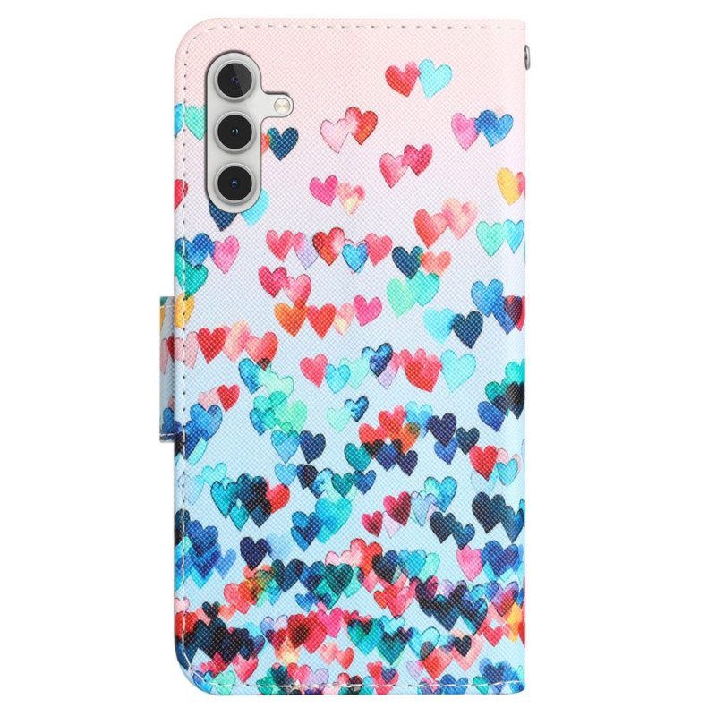 Kotelot Samsung Galaxy A54 5G Suojaketju Kuori Strappy Hearts Rain